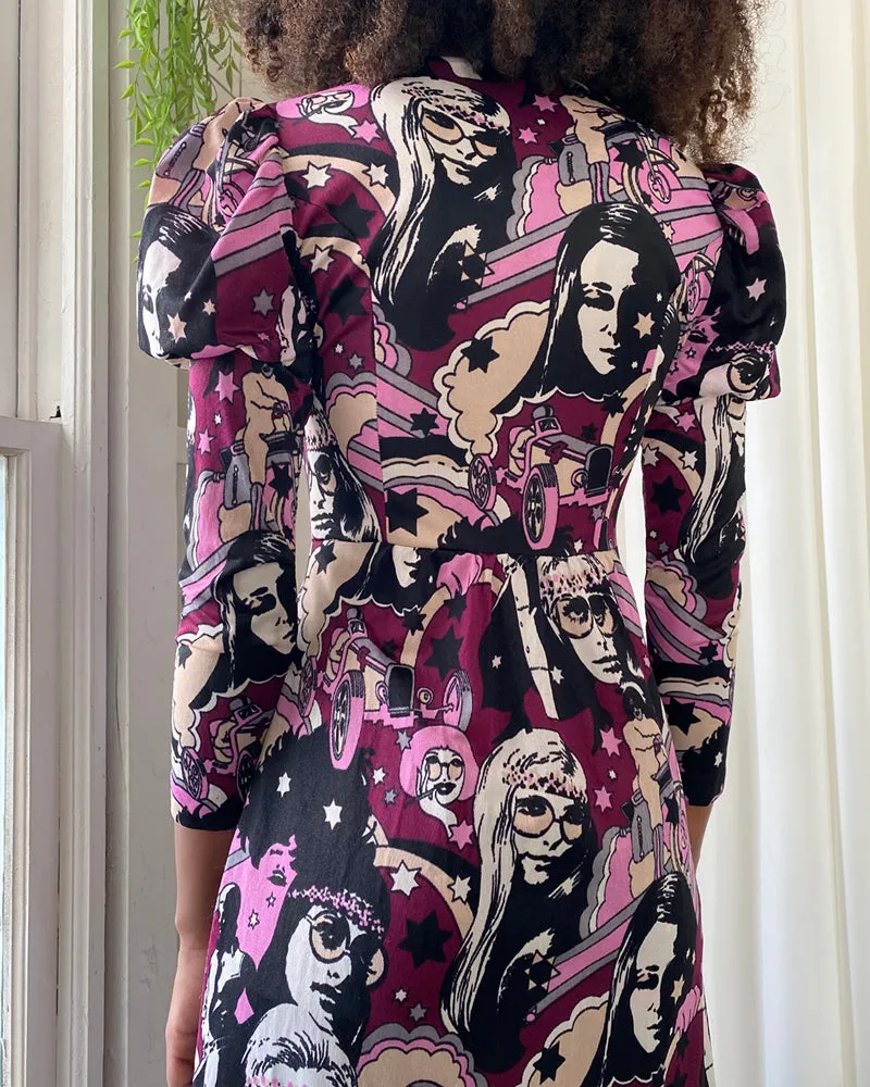 70s Novelty Maxi Dress & Shorts Set | XS