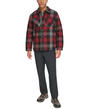 BASS OUTDOOR Mens Mission Field Sherpa Lined Shirt Jacket Red Grey Large Shacket