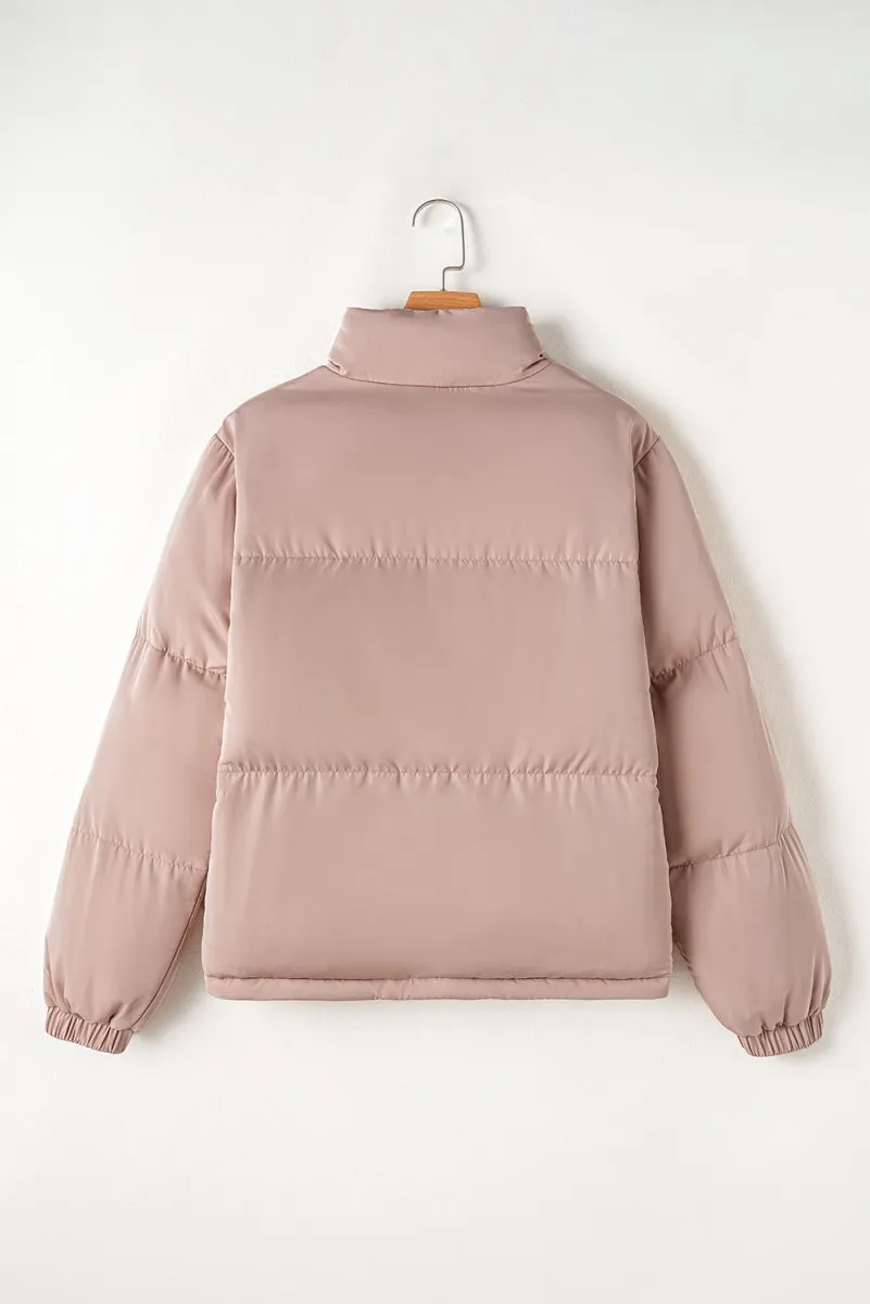 Blush Pink Quilted Puffer Jacket