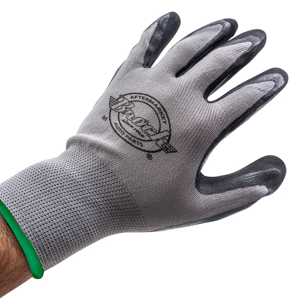 Brock 12 Pairs 1 Dozen Medium Nitrile Coated Gloves Woven Nylon Palm Dipped Safety Equipment Work Protection Gloves for Industrial Construction Warehouse Gardening