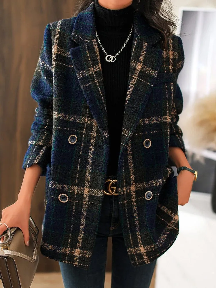 Casual Plaid Blazer for Women