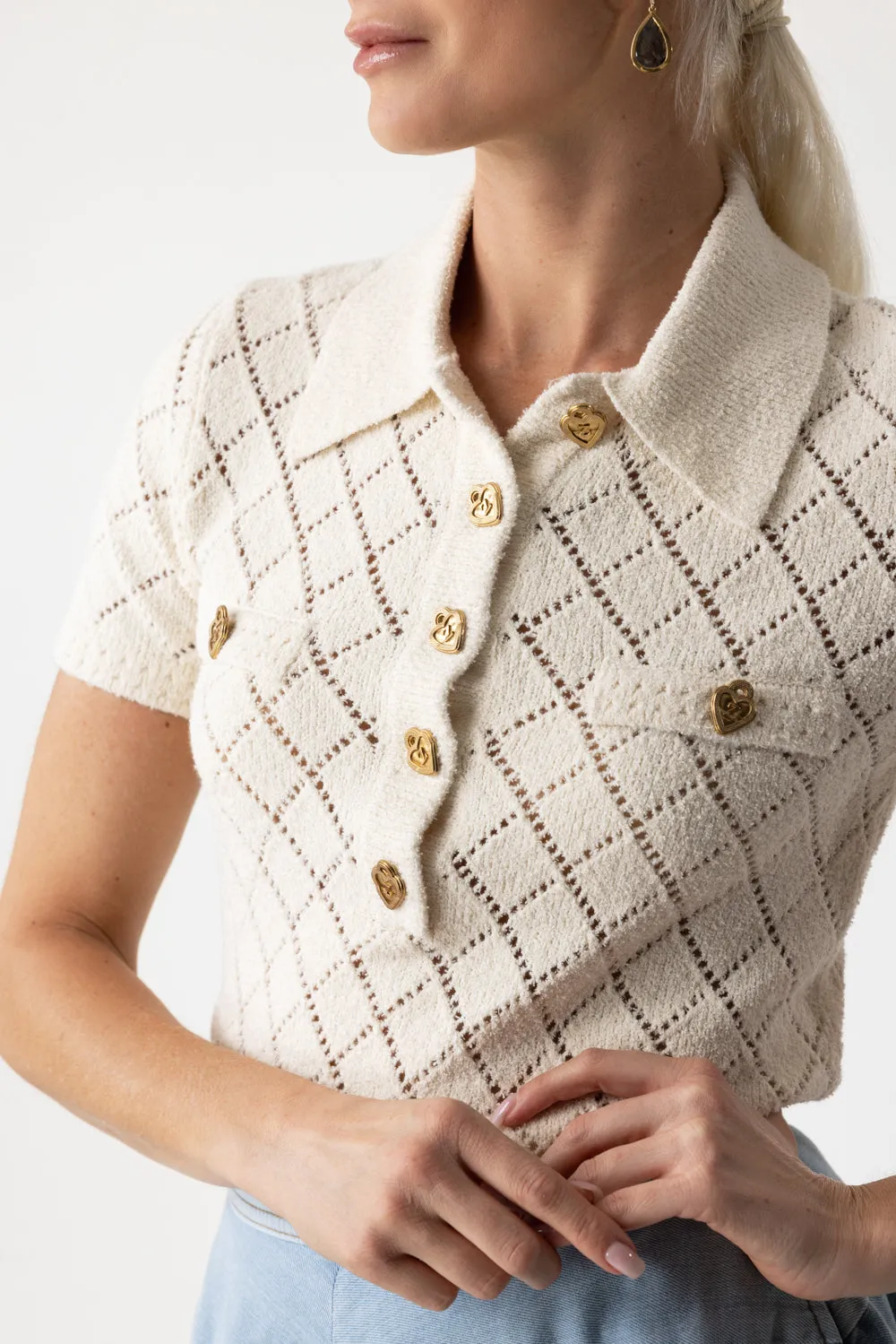 Crush Polo Top - Cream