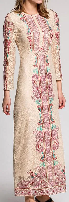 Embroidered Lace Maxi Dress
