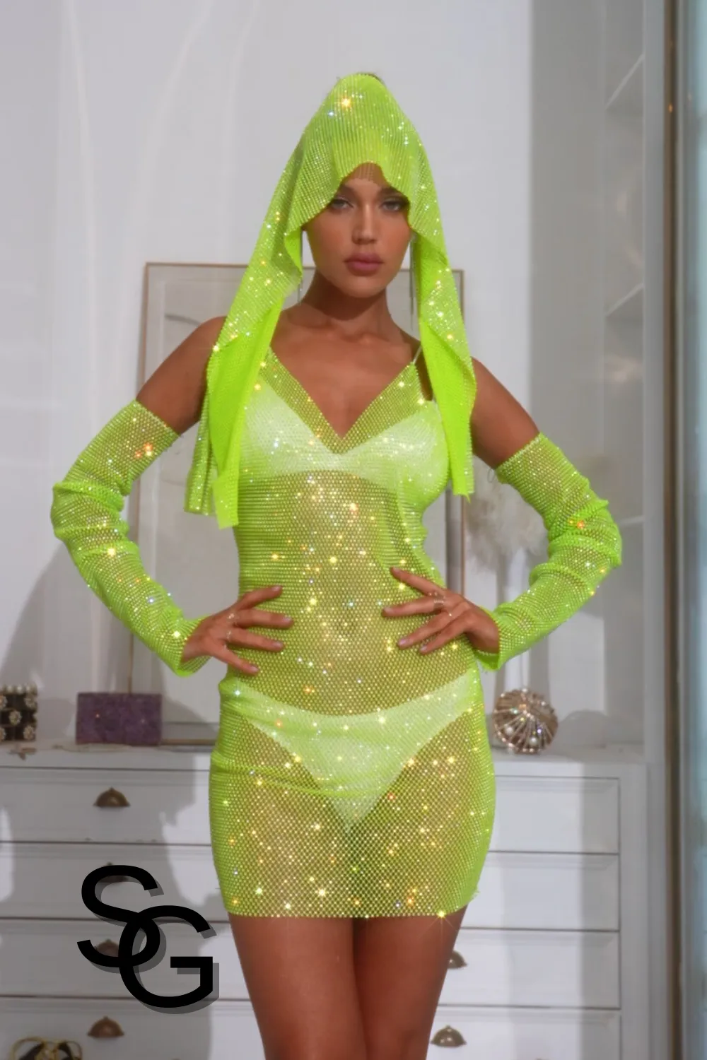 Glisten Lime Green Dress