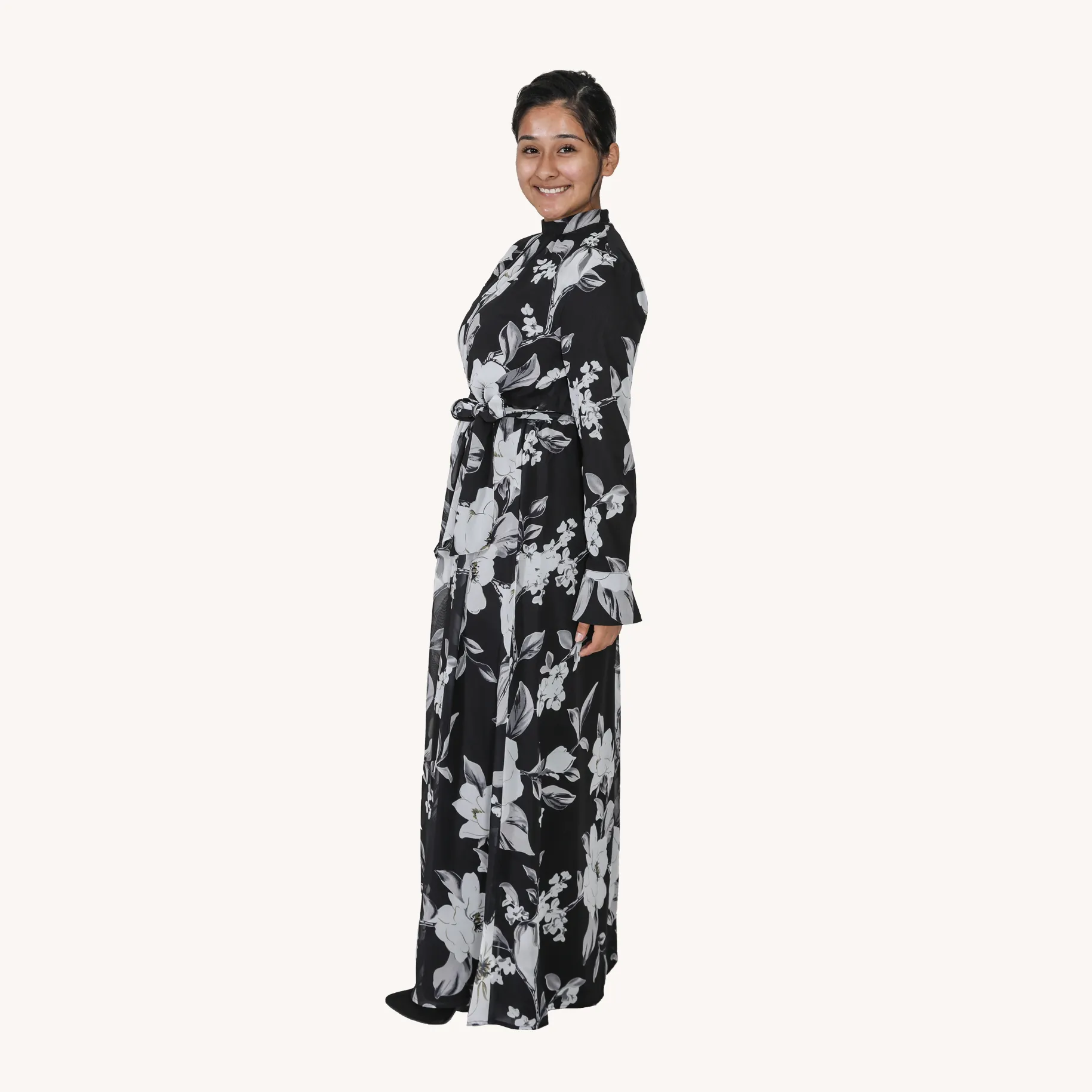 Grey Bloom Print Maxi