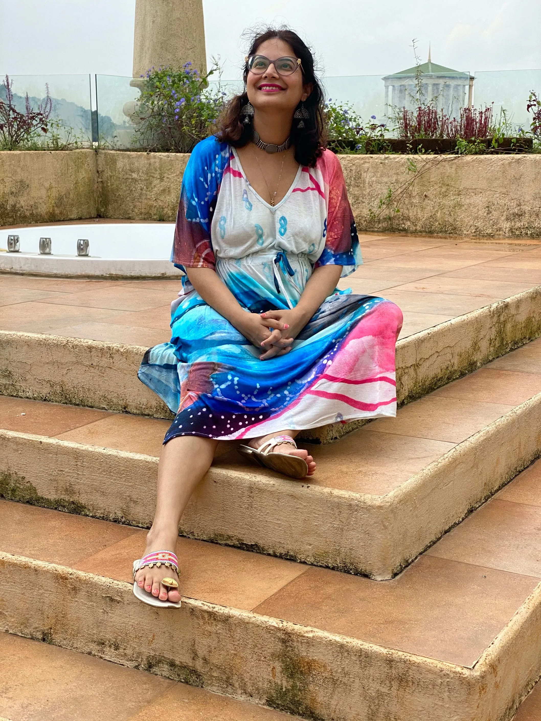 Indigo Hills "Timeless" Style Caftan | Soft Jersey Knit Organic Cotton | Perfect Loungewear House Dress