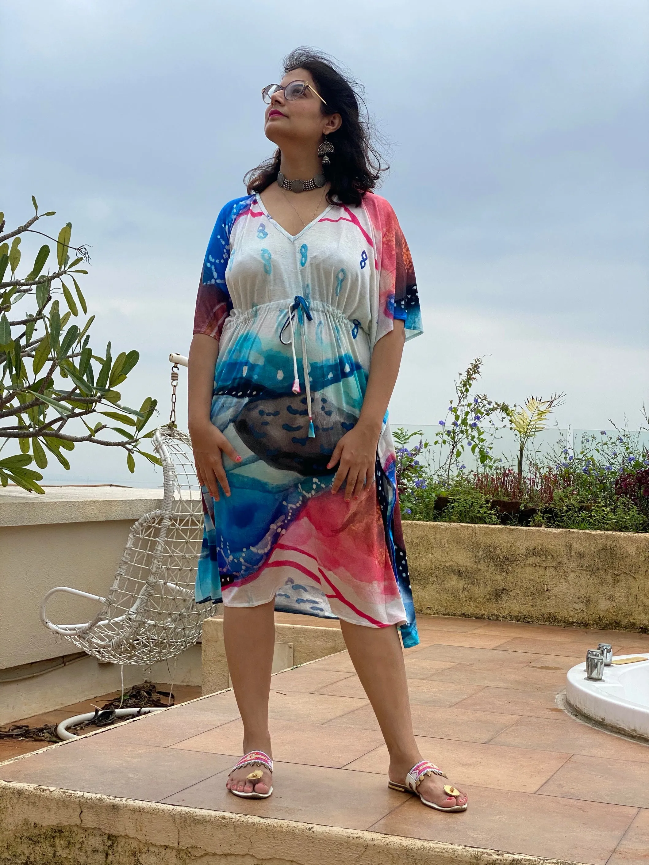 Indigo Hills "Timeless" Style Caftan | Soft Jersey Knit Organic Cotton | Perfect Loungewear House Dress