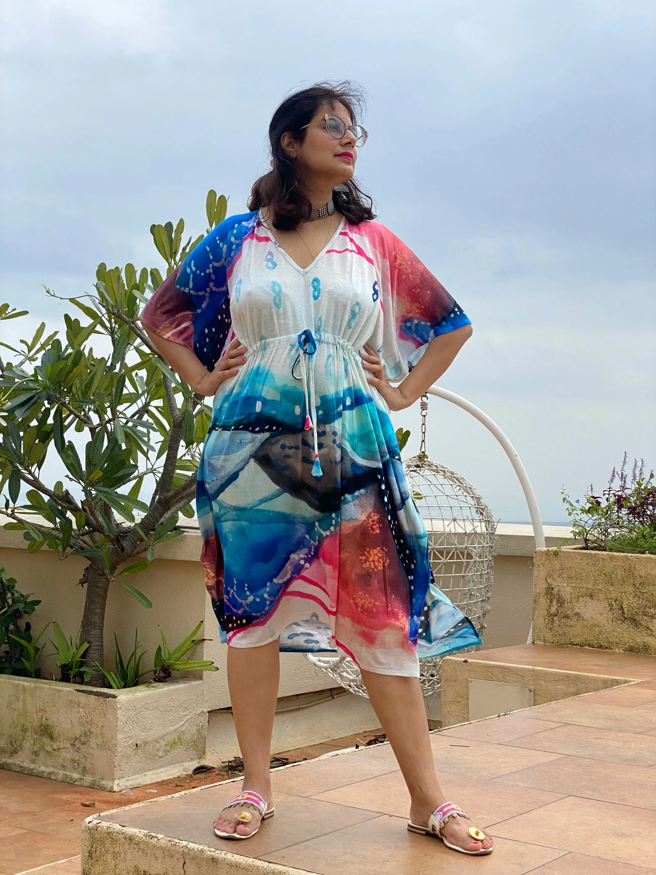 Indigo Hills "Timeless" Style Caftan | Soft Jersey Knit Organic Cotton | Perfect Loungewear House Dress