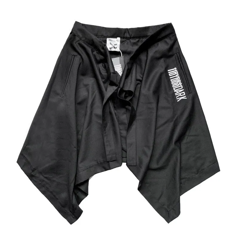 Irregular Hip Hop Men Harem Skirt Pants Harajuku Adjustable Streetwear Black Pleated Apron Gothic Jogger Trouser