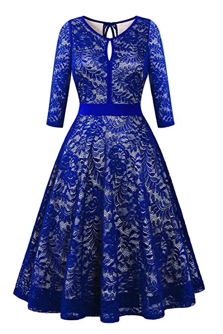 Lace Cocktail Dress for Women, Sleeveless Party Dress A-line Formal Lace Dress