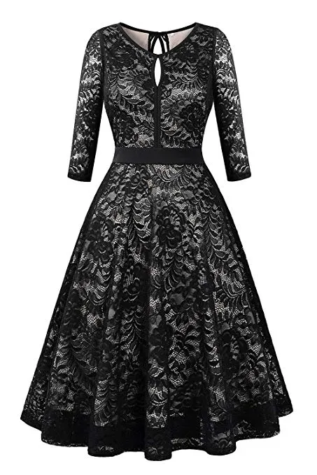 Lace Cocktail Dress for Women, Sleeveless Party Dress A-line Formal Lace Dress