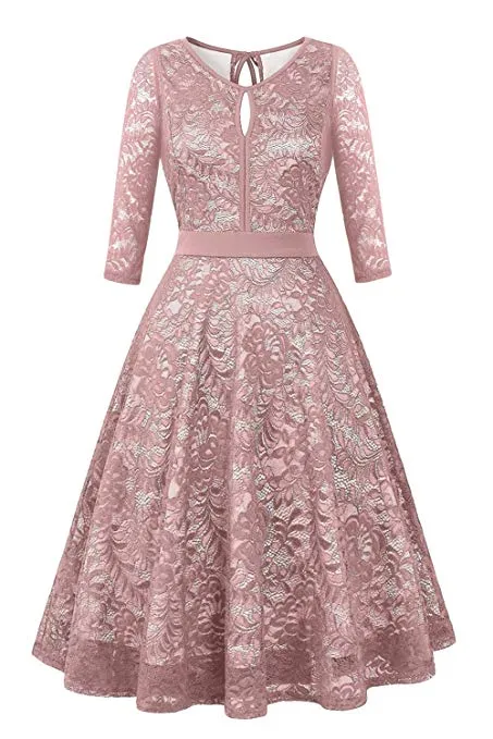 Lace Cocktail Dress for Women, Sleeveless Party Dress A-line Formal Lace Dress