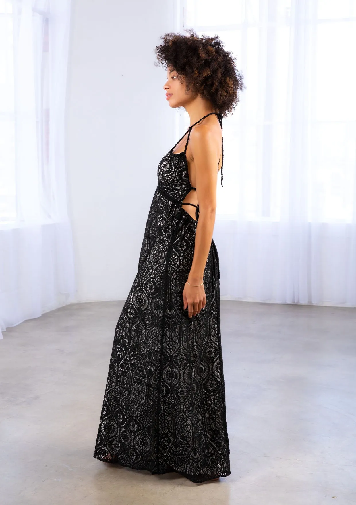 Lace Halter Maxi Dress