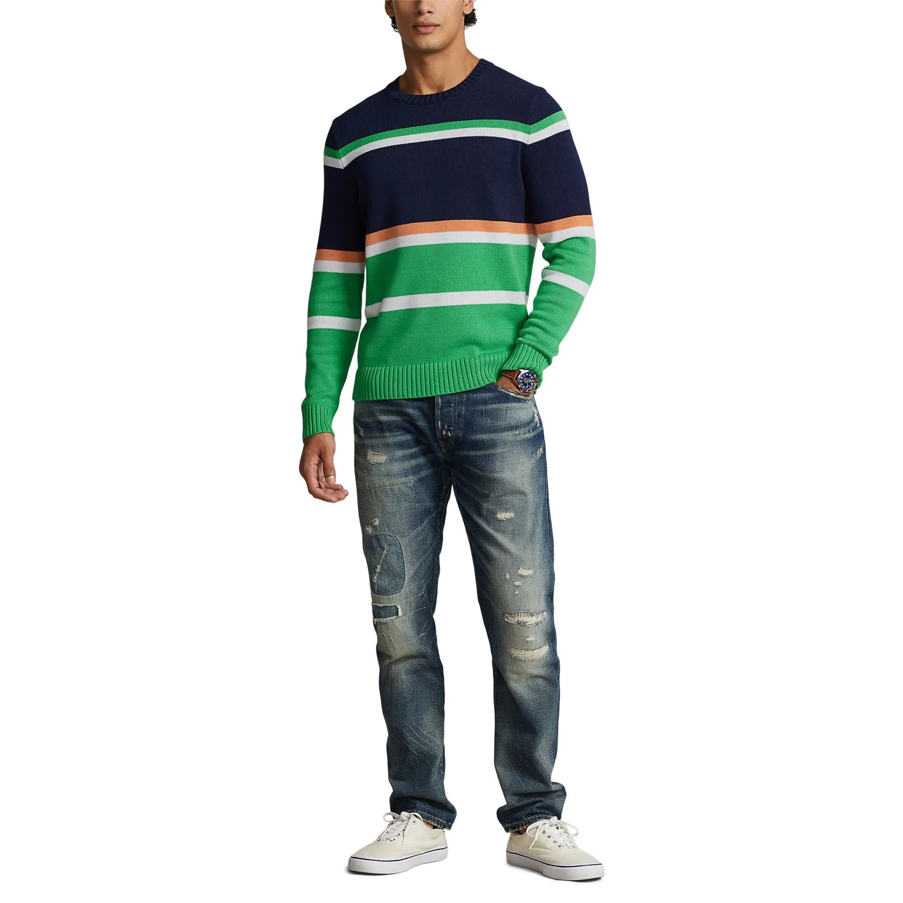 LS Knit Crewneck Sweater Multi Stripe - AW23