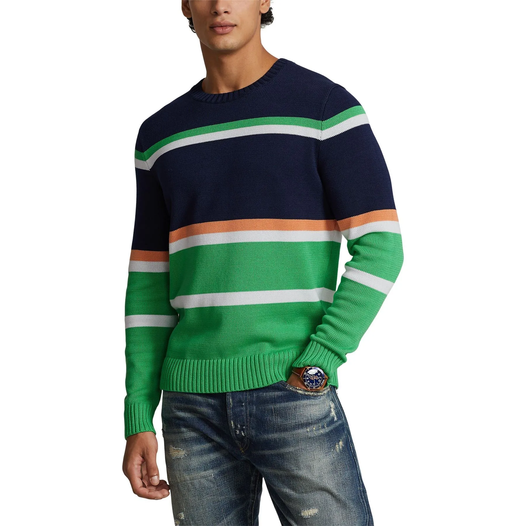 LS Knit Crewneck Sweater Multi Stripe - AW23