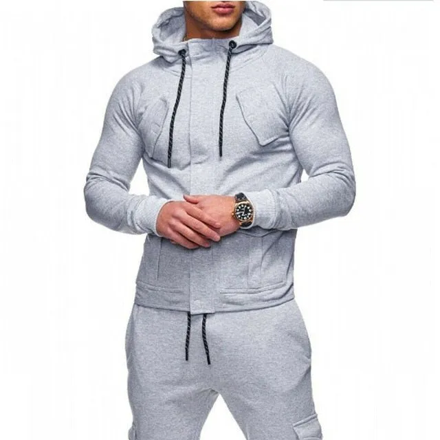 M-XXL Men's Tracksuit 2 piece set sweatsuit Jogging Hoodie Hooded Coat Jacket  Trousers Sweatpants Joggers Sports Sweat Suit Set