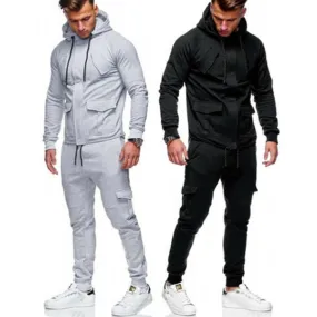 M-XXL Men's Tracksuit 2 piece set sweatsuit Jogging Hoodie Hooded Coat Jacket  Trousers Sweatpants Joggers Sports Sweat Suit Set