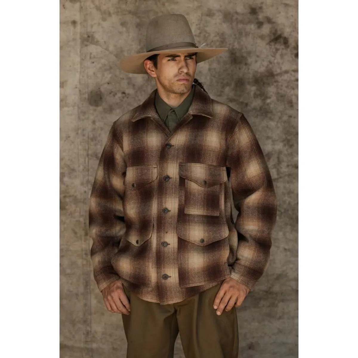 Mackinaw Wool Cruiser Jacket Brown Tan Ombre