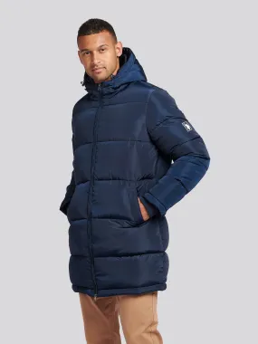 Mens Classic Longline Puffer Jacket in Dark Sapphire Navy