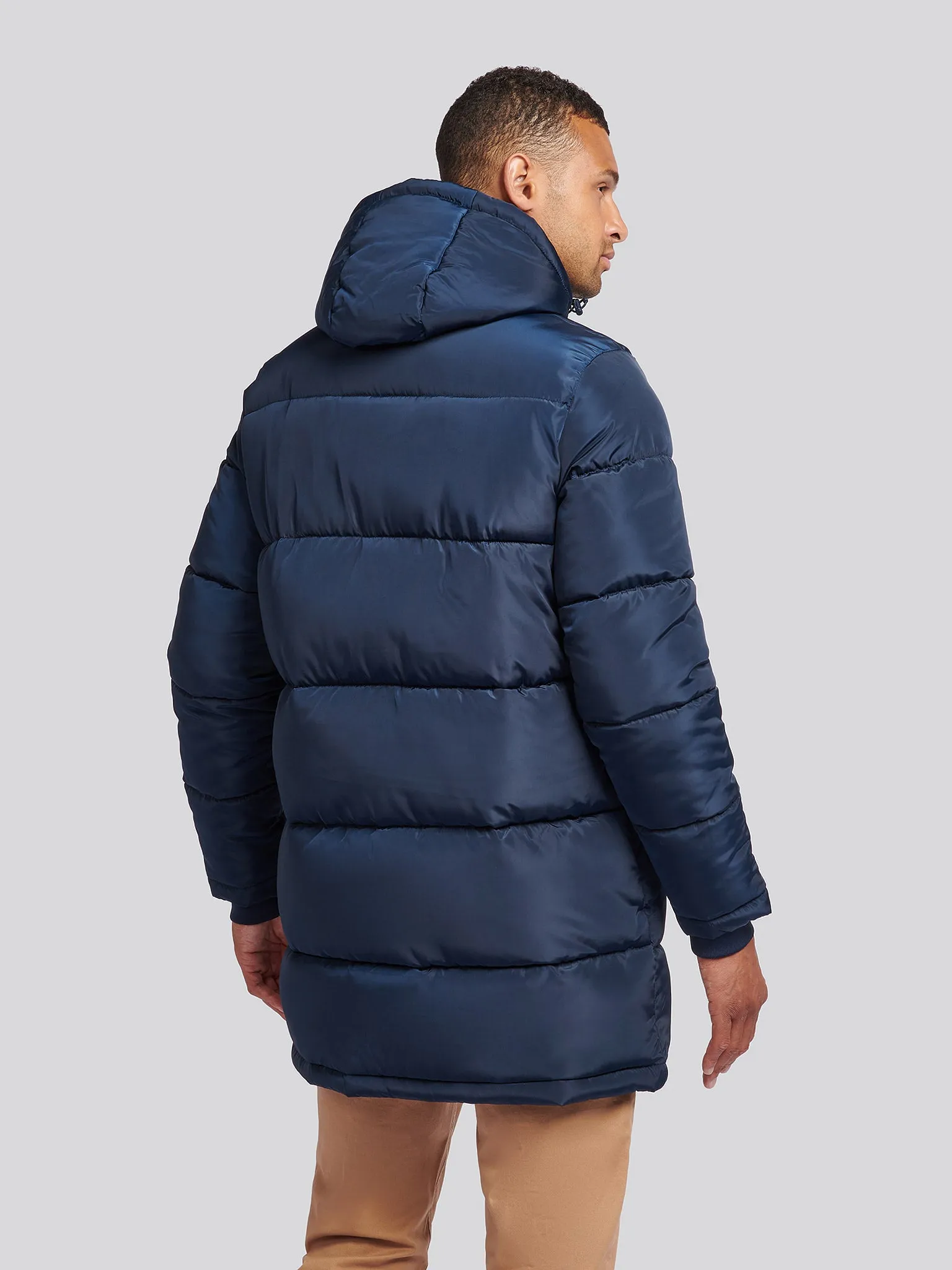 Mens Classic Longline Puffer Jacket in Dark Sapphire Navy