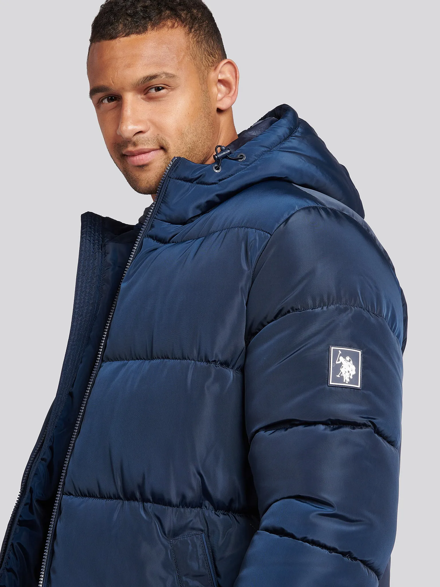 Mens Classic Longline Puffer Jacket in Dark Sapphire Navy