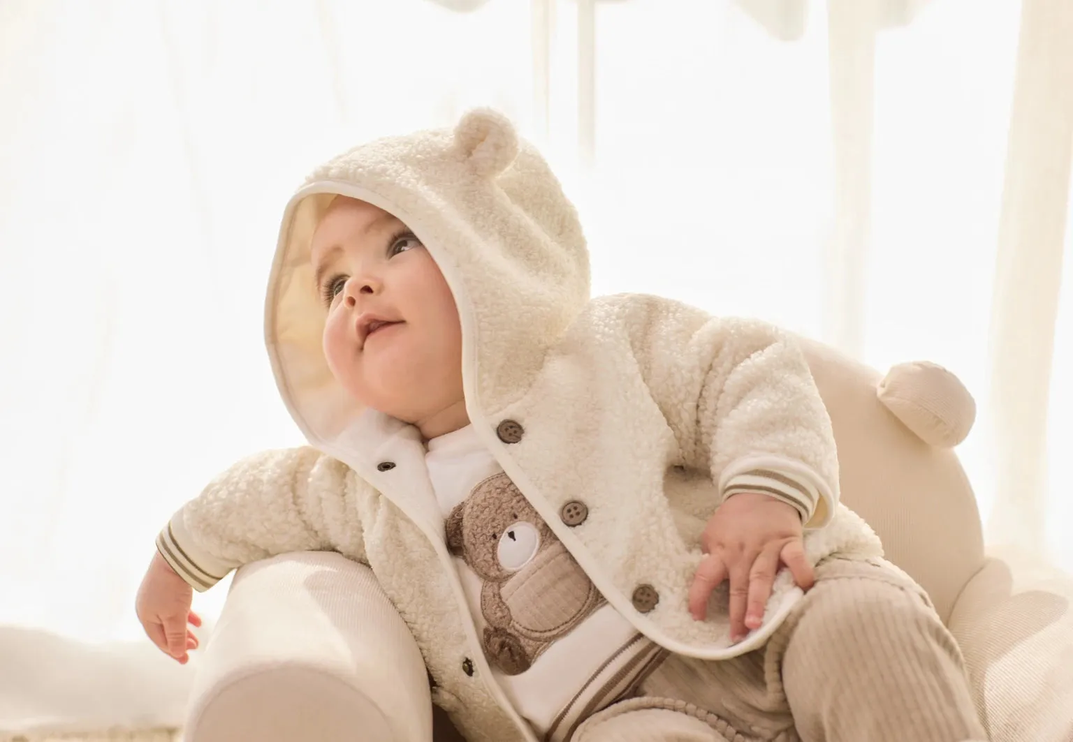 Newborn baby coat faux wool