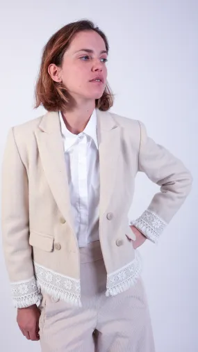 Nicole Lace Double Breasted Wool Jacket
