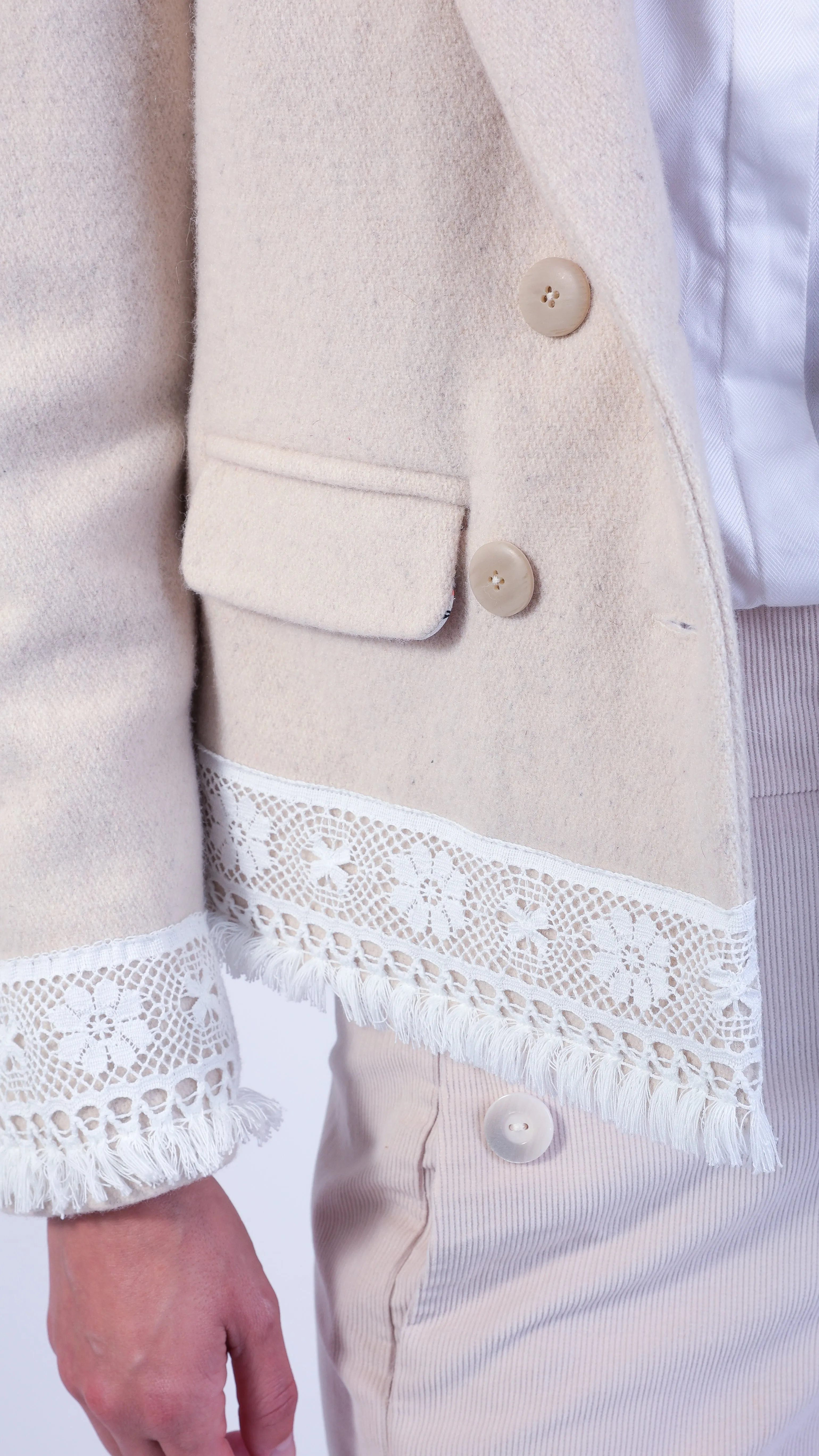 Nicole Lace Double Breasted Wool Jacket