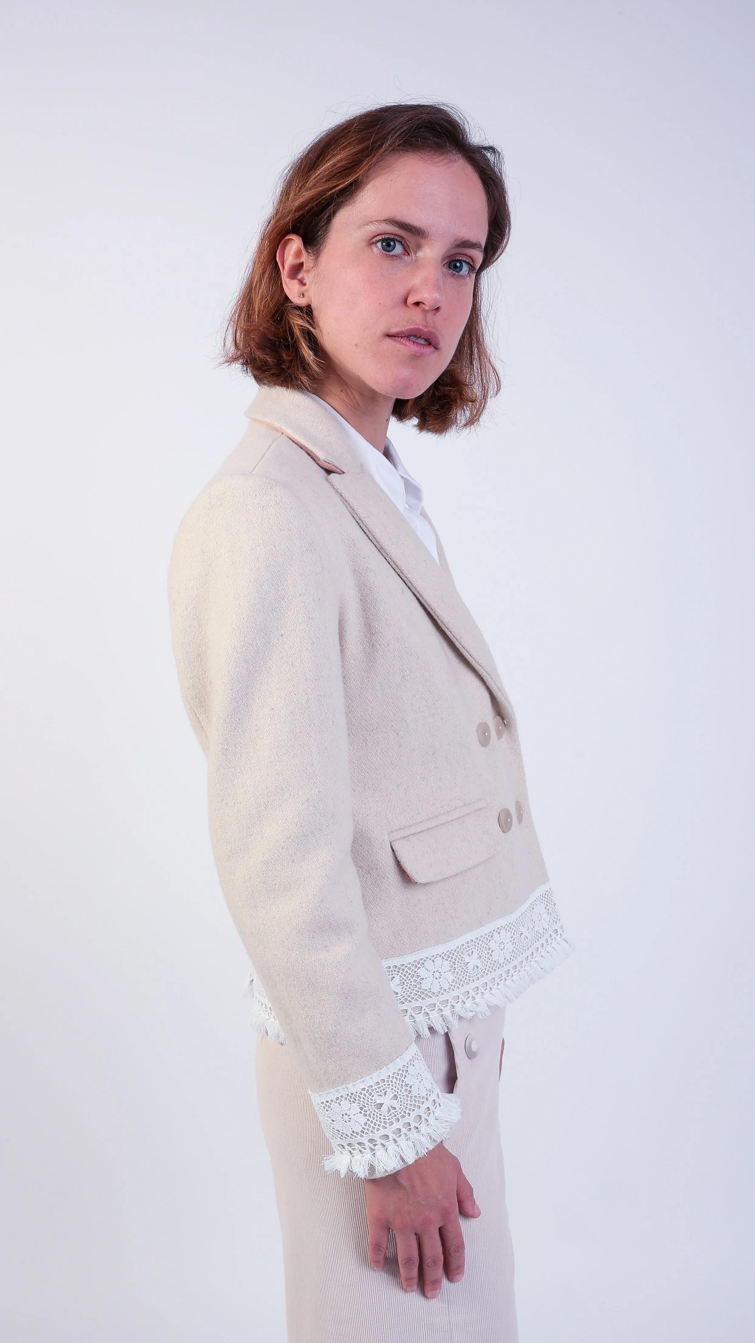 Nicole Lace Double Breasted Wool Jacket