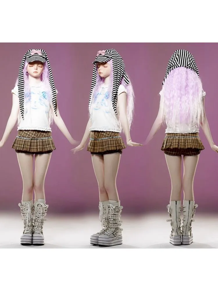 Plaid Lace Pleated Skirt Pants【s0000009418】