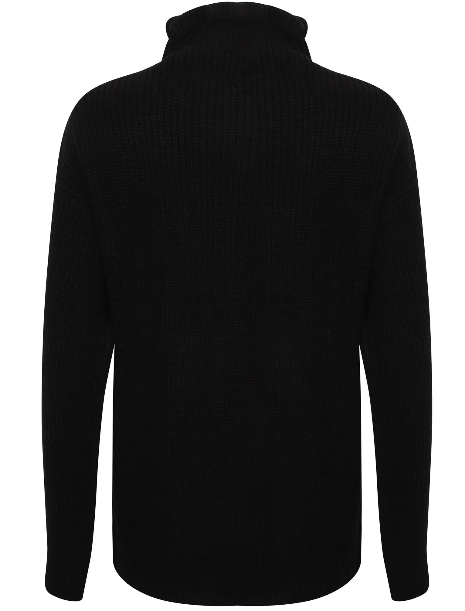 Sasha Ruffle Neck Pointelle Knit Jumper in Black - Tokyo Laundry