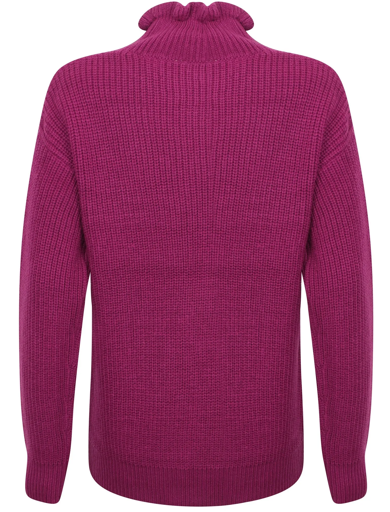Sasha Ruffle Neck Pointelle Knit Jumper in Fushia Pink - Tokyo Laundry