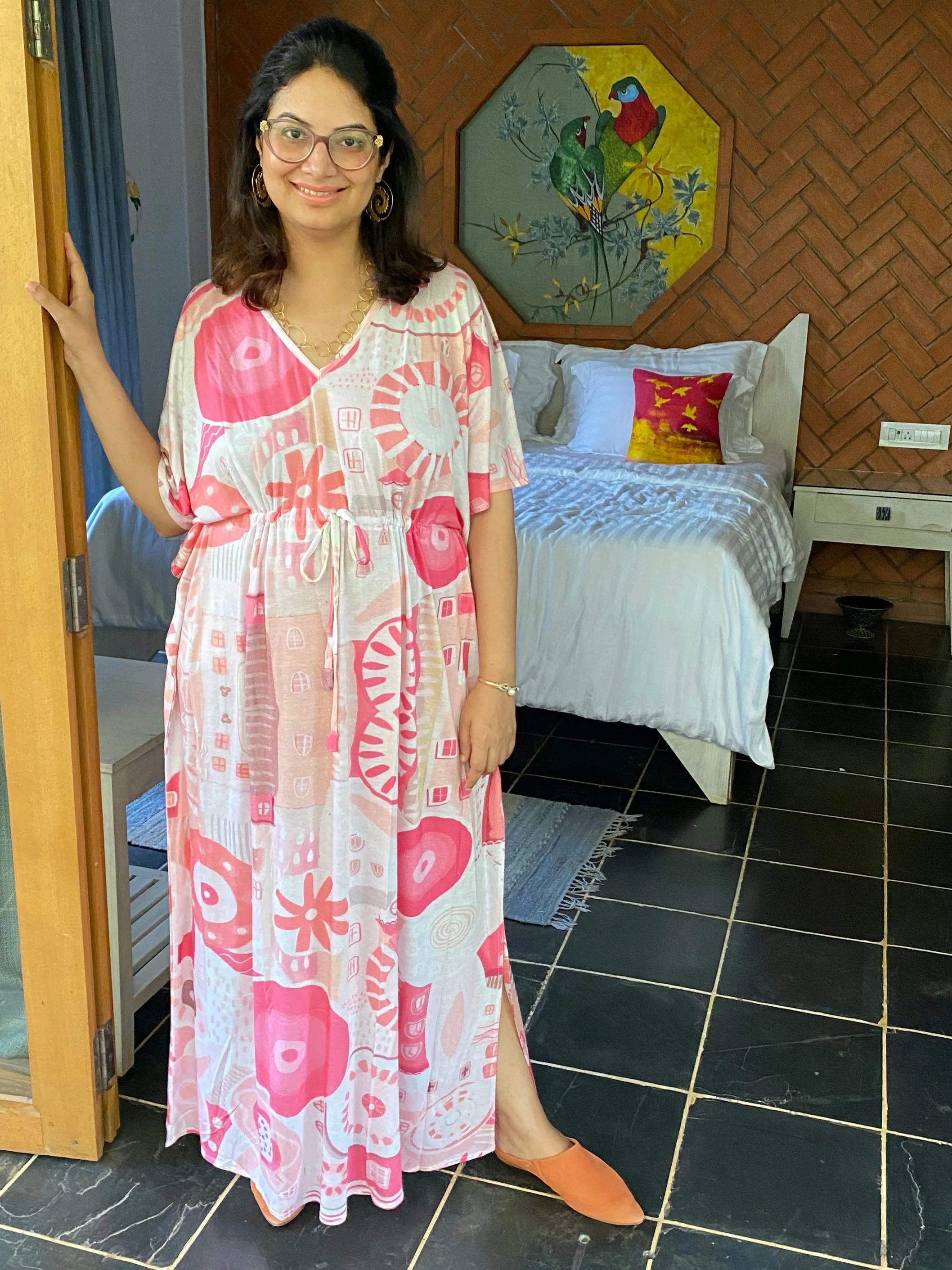 Summer in the City Blush "Timeless" Style Caftan | Soft Jersey Knit Organic Cotton | Perfect Loungewear House Dress