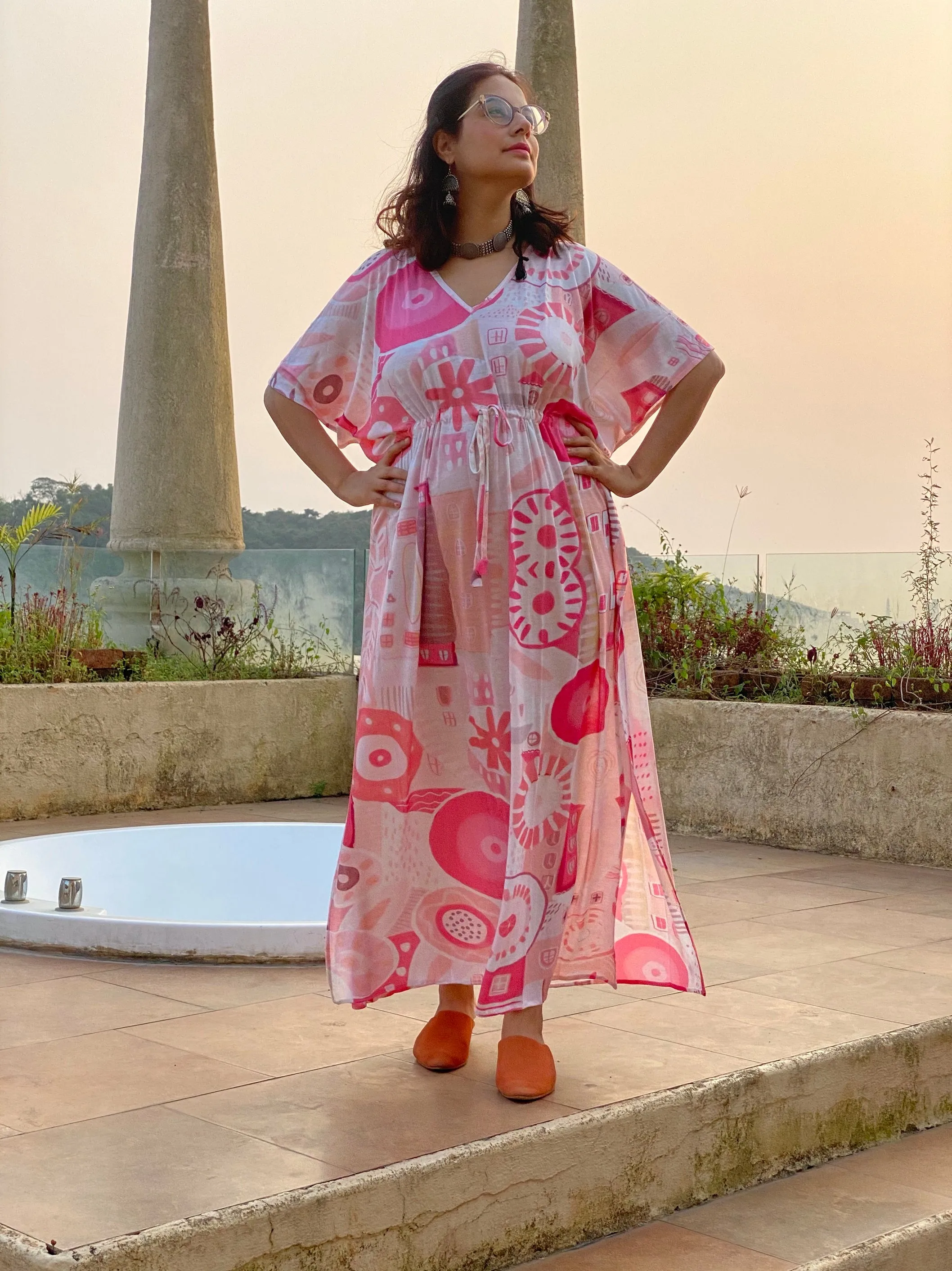 Summer in the City Blush "Timeless" Style Caftan | Soft Jersey Knit Organic Cotton | Perfect Loungewear House Dress