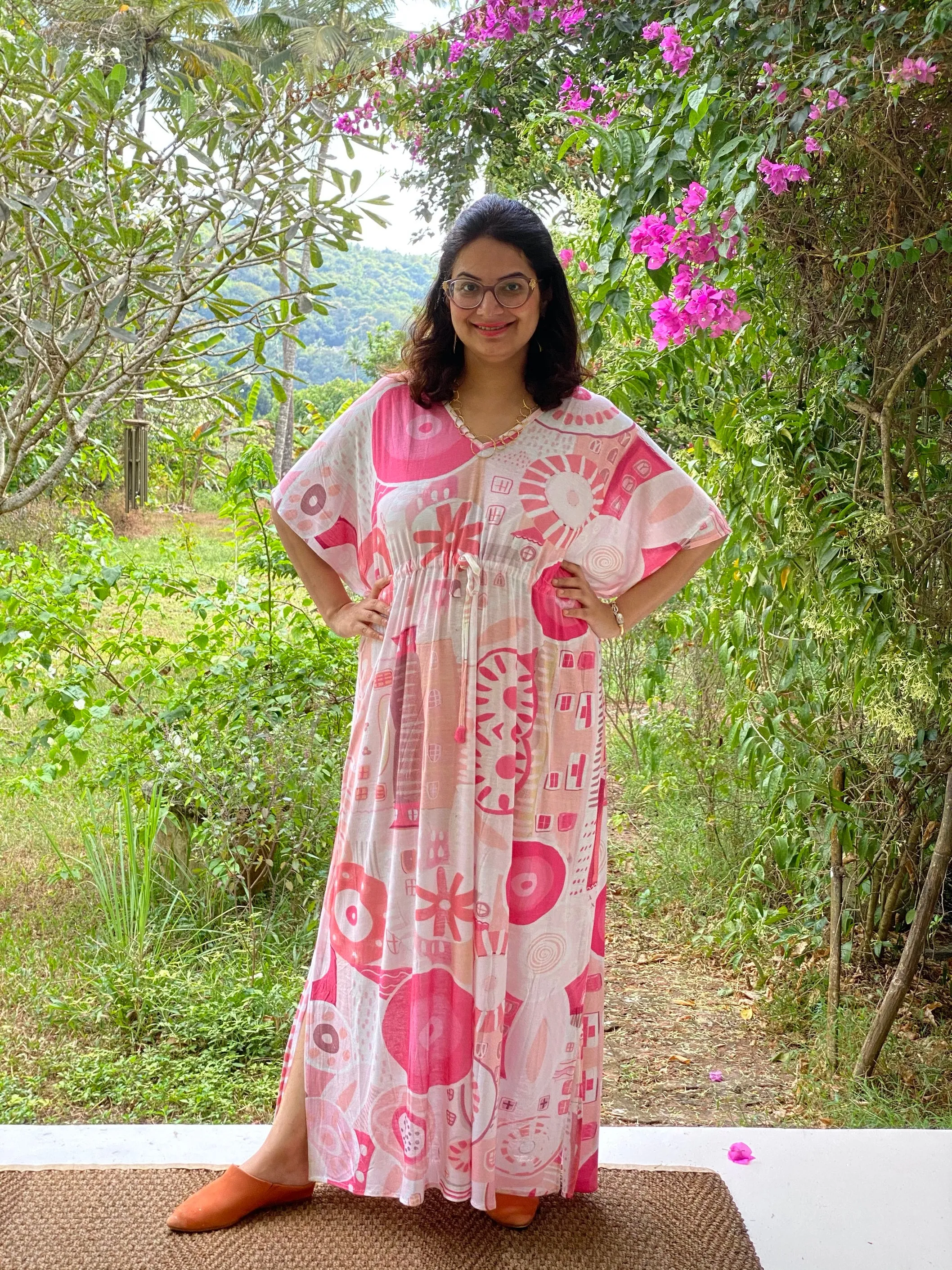 Summer in the City Blush "Timeless" Style Caftan | Soft Jersey Knit Organic Cotton | Perfect Loungewear House Dress