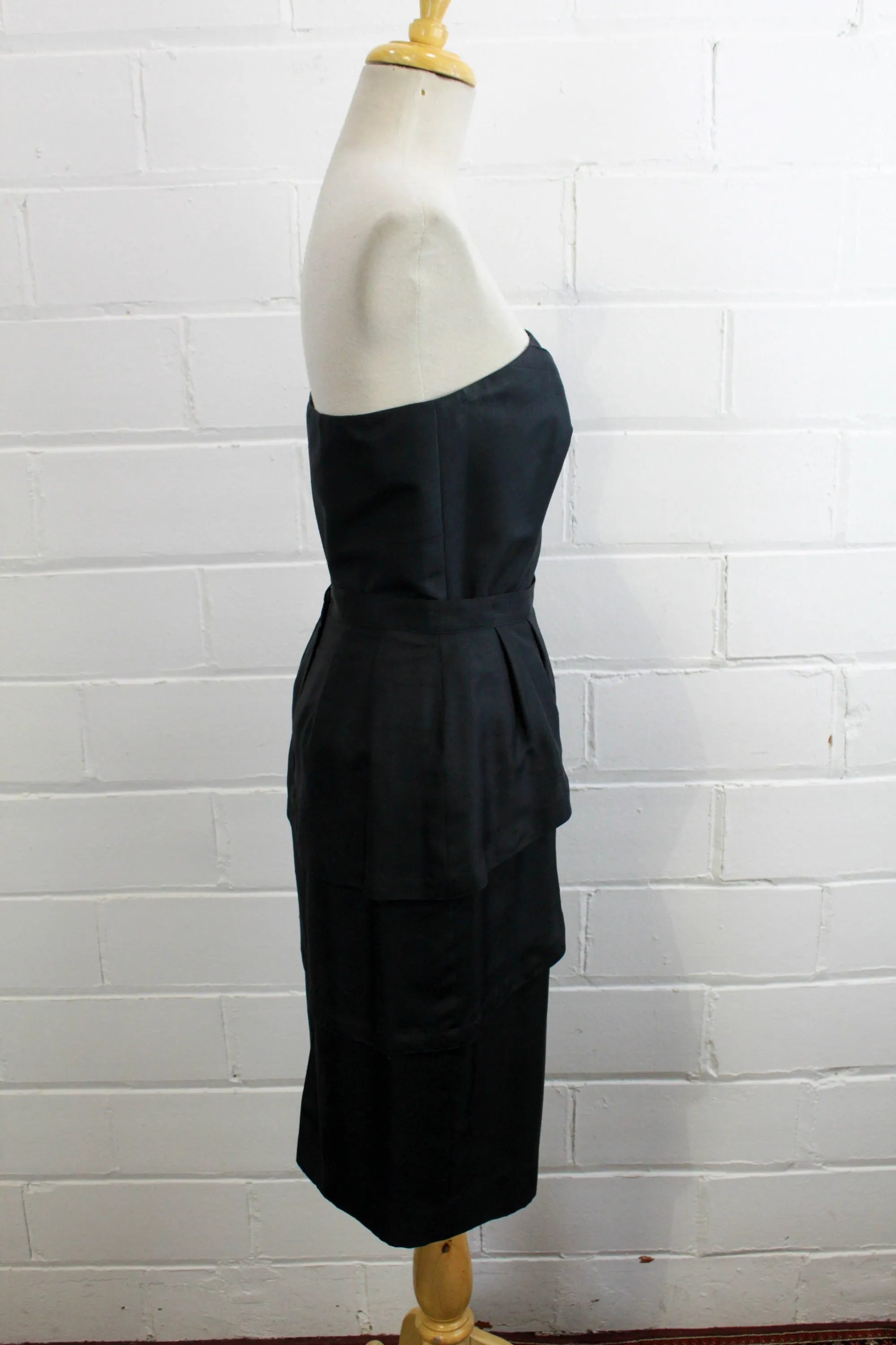 Vintage 1980s Guy Laroche Black Silk Skirt Set, Small