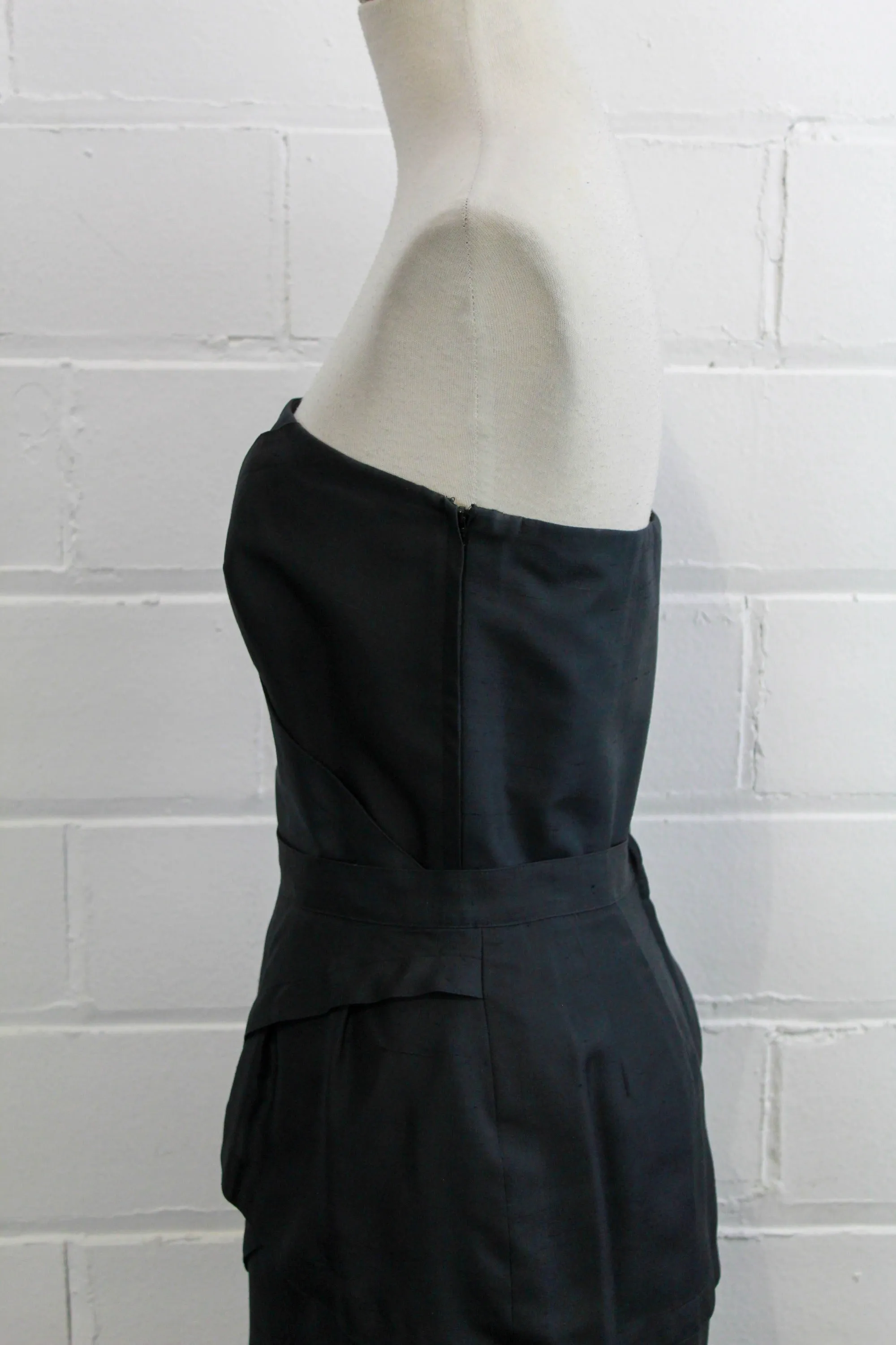 Vintage 1980s Guy Laroche Black Silk Skirt Set, Small