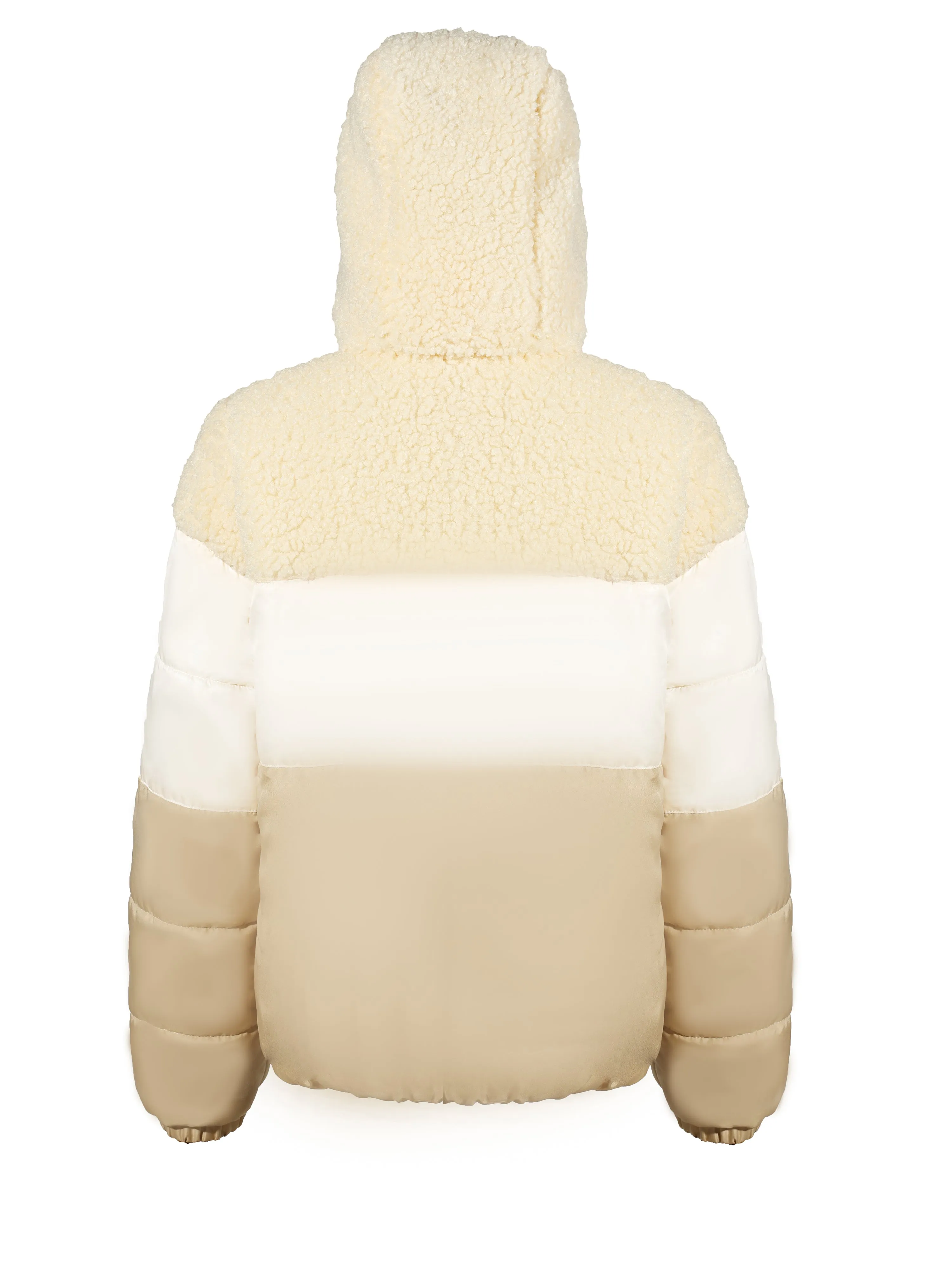Winter Tonal Mix-Media Women Puffer Bomber Jacket