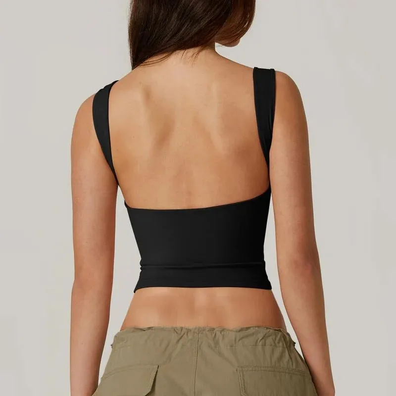 Women's Sexy Open Back Sleeveless Crop Tank